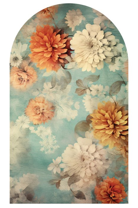 Sticker Bloemen met een abstracte aquarelachtergrond.