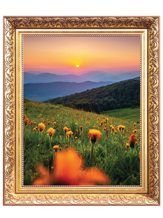 Sticker Berglandschap tijdens zonsondergang