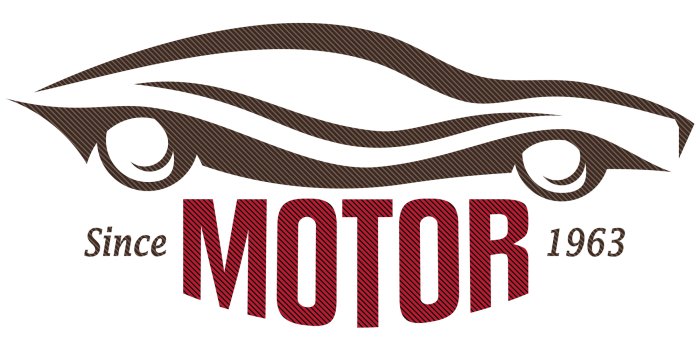 Sticker Afbeelding met een minimalistische auto en het woord "motor".