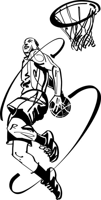 Sticker Een basketballer die dunkt