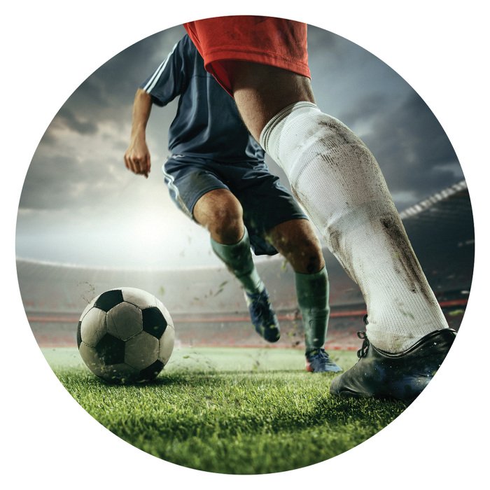 Sticker Voetballers in het stadion tijdens de wedstrijd.