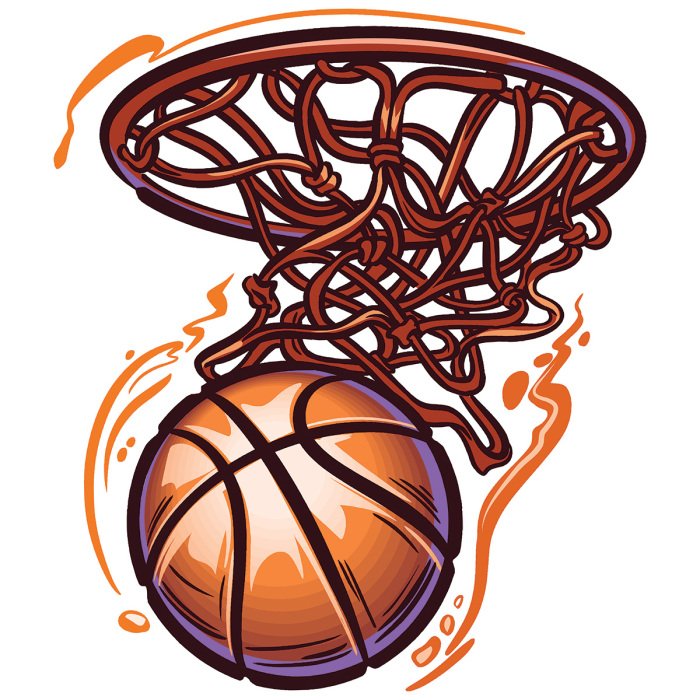 Sticker Basketbal in cartoonstijl
