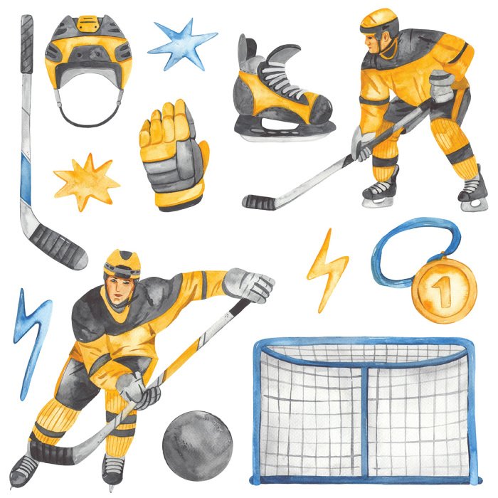 Sticker Aquarel hockeyspelers