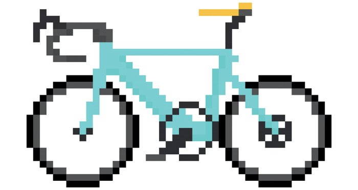 Sticker Pixel art-afbeeldingen van een racefiets