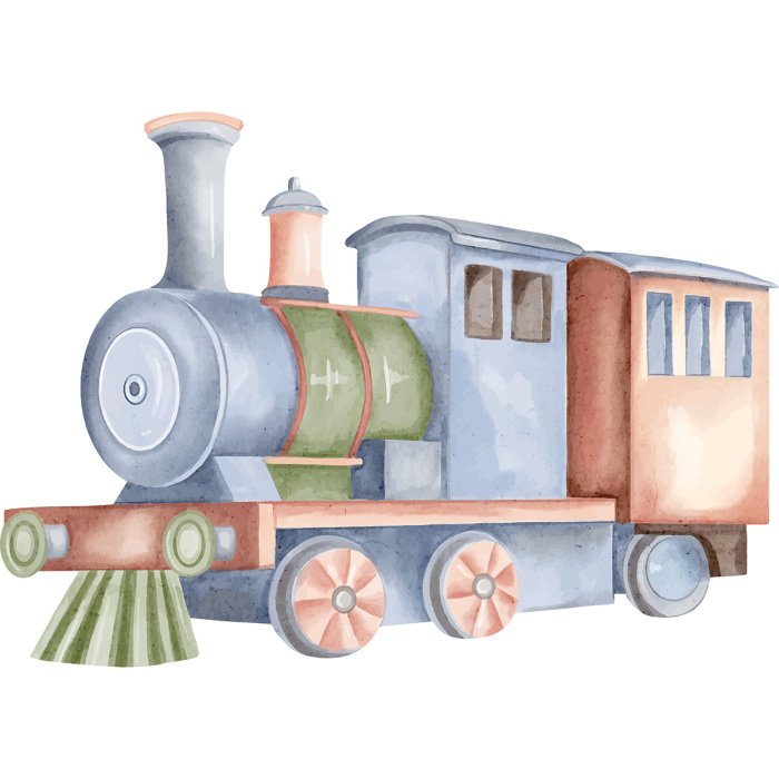 Sticker Aquarel locomotiefpatroon voor kinderen