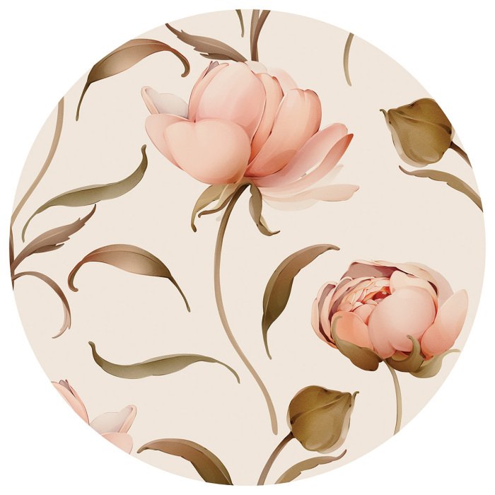 Sticker Aquarelillustratie van pioenrozen.