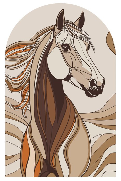 Sticker Abstract portret van een paard in bruintinten