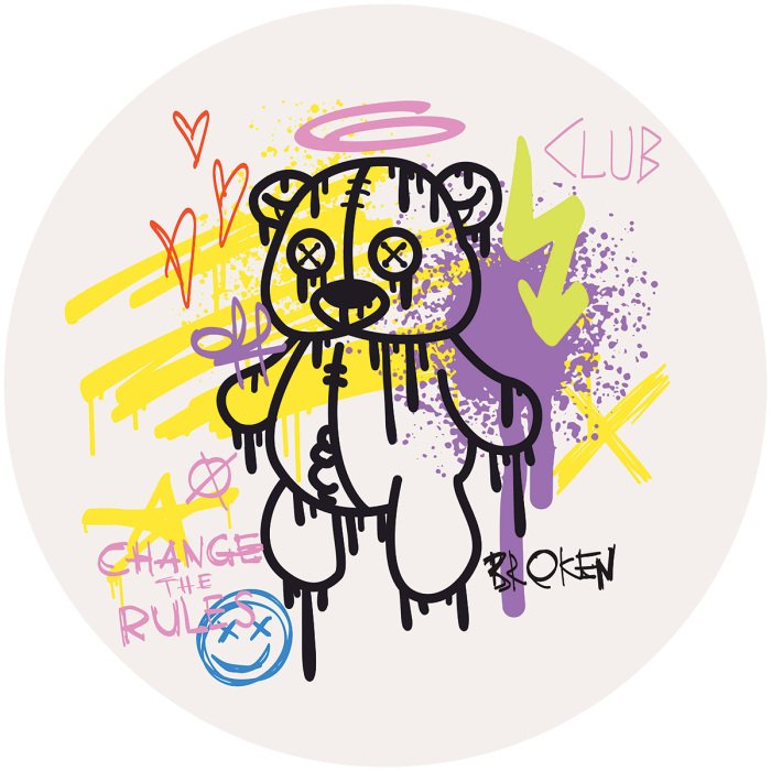 Sticker Teddybeer en straatkunst met opschriften