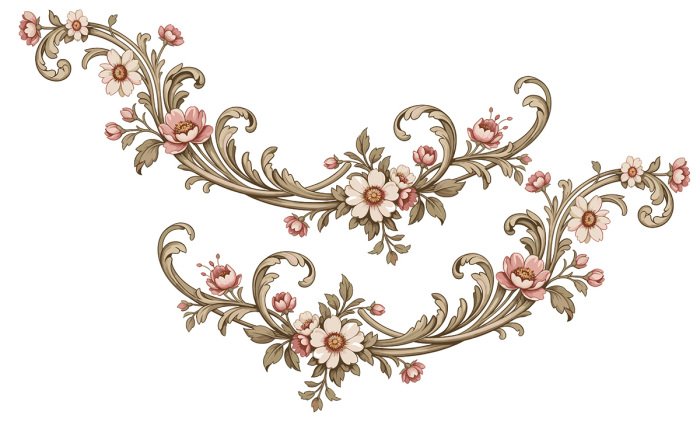 Sticker Bloemenornament in retrostijl