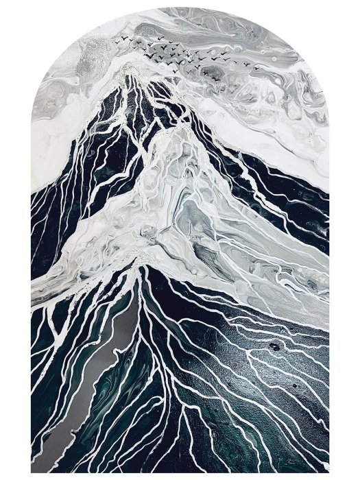 Sticker Berglandschap in abstracte stijl