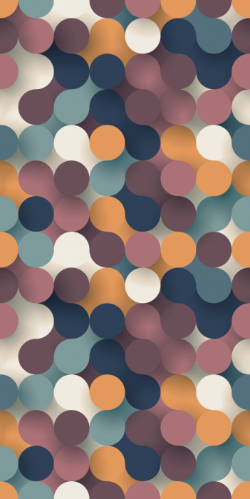 Behang Een mozaïek van ronde stippen in retrostijl.