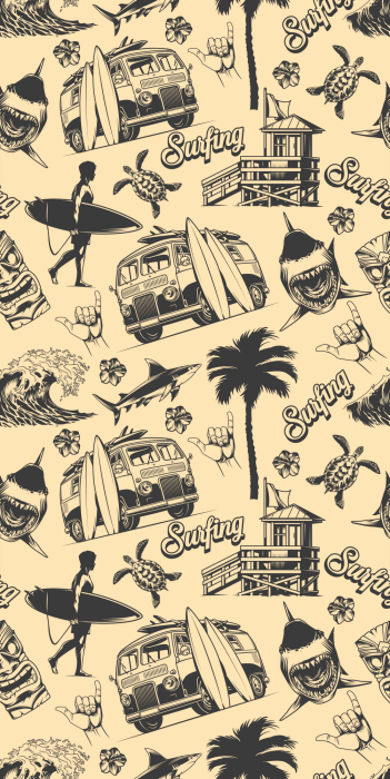 Behang Vintage strandillustratie