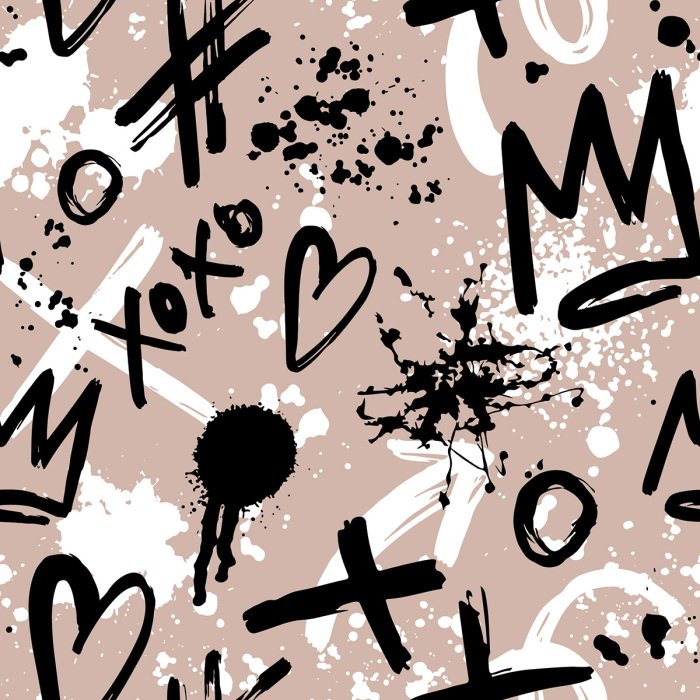 Behang Abstract graffiti-achtig patroon op een beige achtergrond