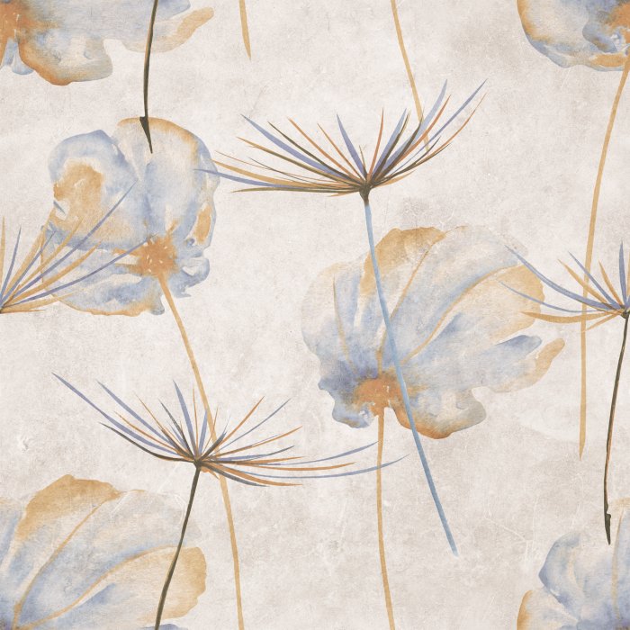 Behang Paardenbloemen en -zaden in aquarelverf