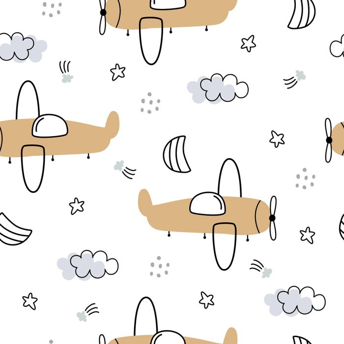 Behang Vliegtuigen in cartoonstijl
