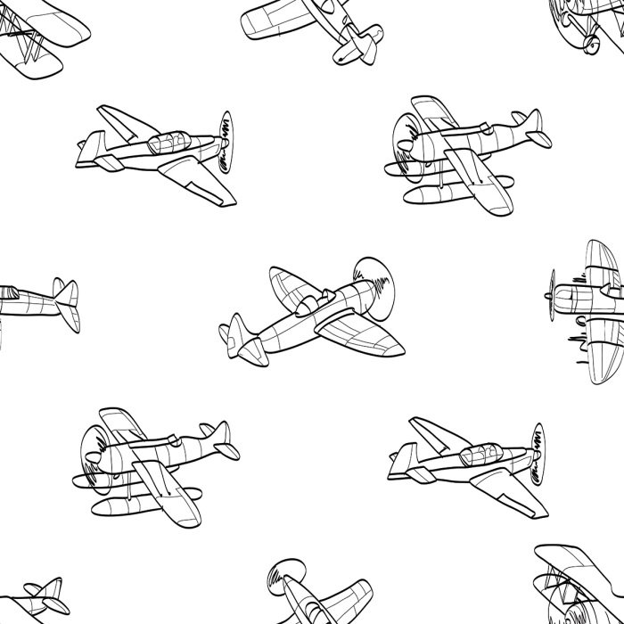 Behang Minimalistische vliegtuigen in zwart-wit