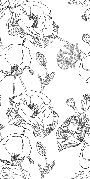 Behang Zwart-wit bloementekening