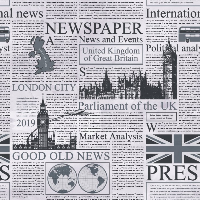 Behang Londense krantenpatroon