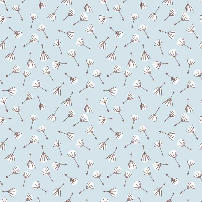 Behang Paardenbloemmotief op een lichtblauwe achtergrond