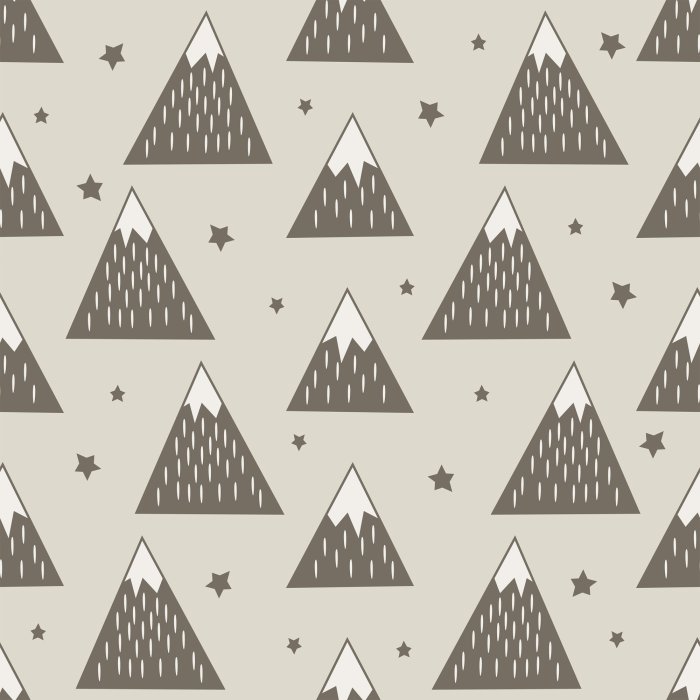Behang Geometrisch patroon voor kinderen met bergen en sterren