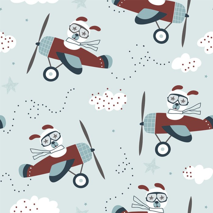 Behang Hondenpiloten in vliegtuigen - kinderpatroon