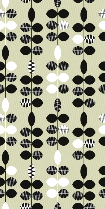 Behang Grafische zwart-witte bladeren