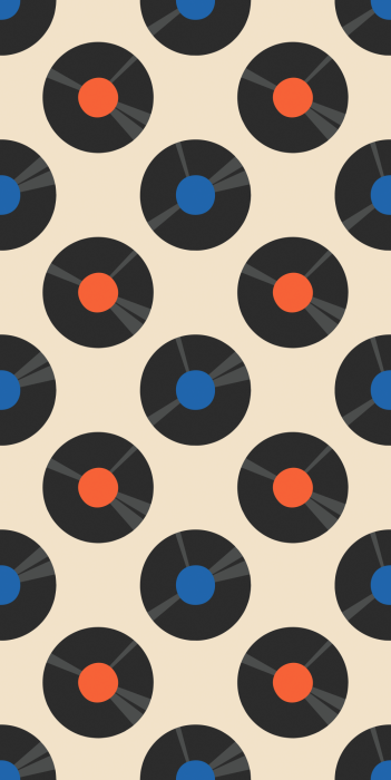 Behang Vintage muziekthema met platen