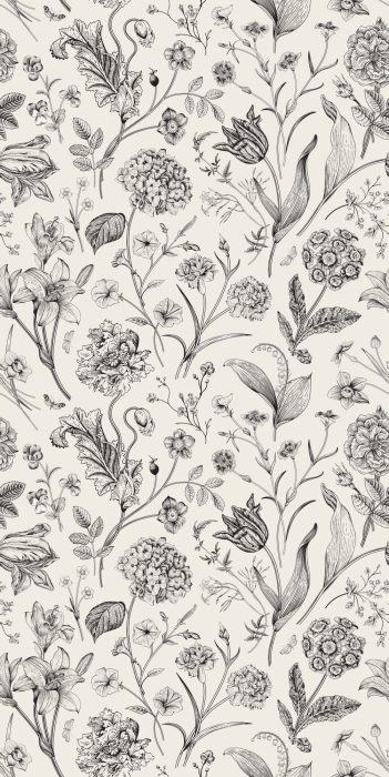 Behang Geschetste botanische vintage motieven