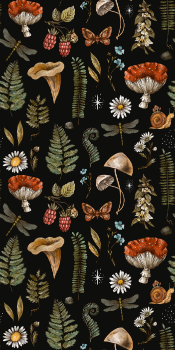 Behang Herfstbladeren met vlinders