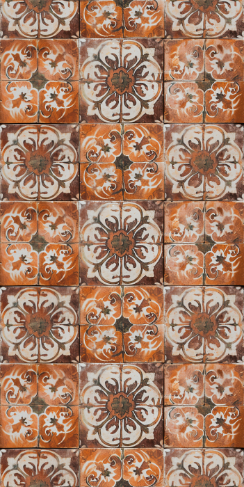 Behang Rustiek mozaïek met decoratieve tegels