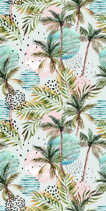 Behang Abstracte compositie met palmbladeren