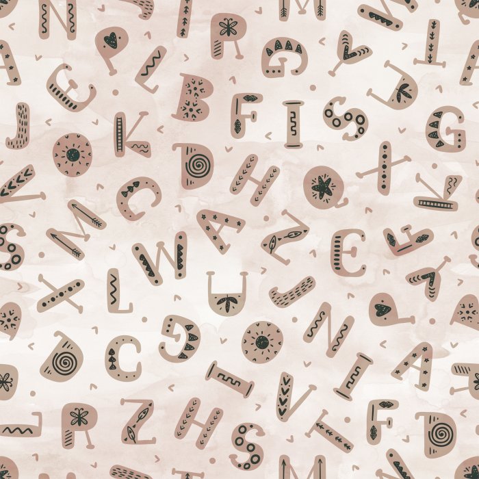 Behang Patroon met alfabetletters in Scandinavische stijl