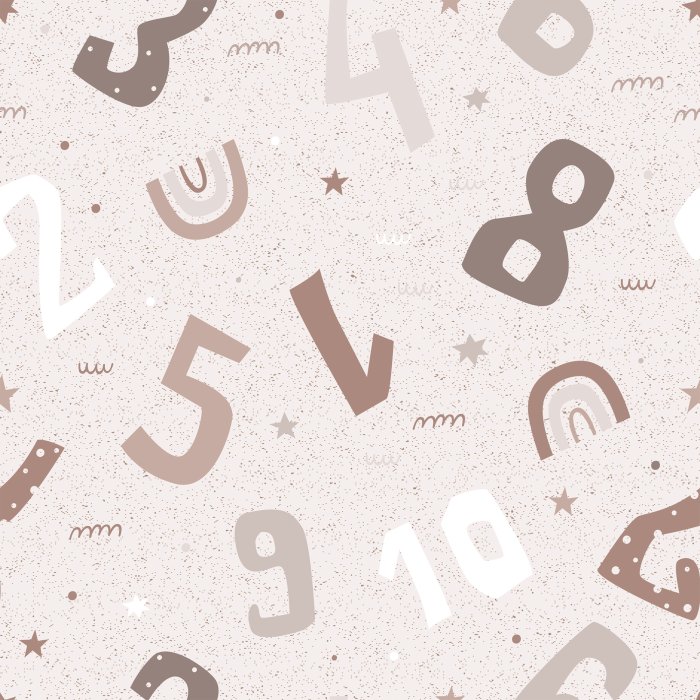 Behang Boho-stijl patroon met cijfers, regenbogen en sterren