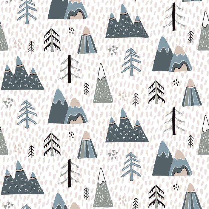 Behang Bergen en sparren in Scandinavische stijl