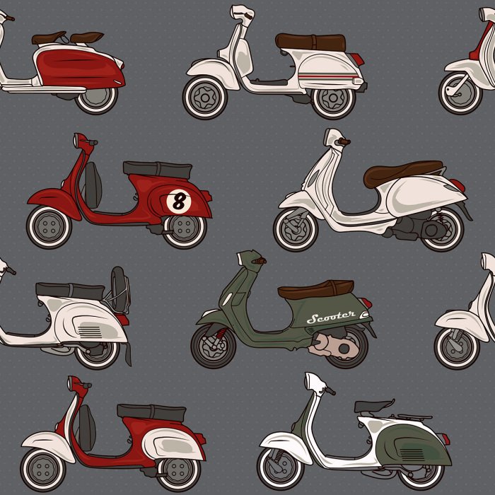 Behang Kleurrijke retro Vespa scooters