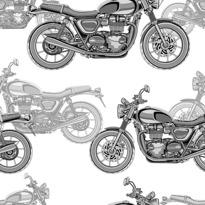 Behang Monochromatische retro-motorfietsen
