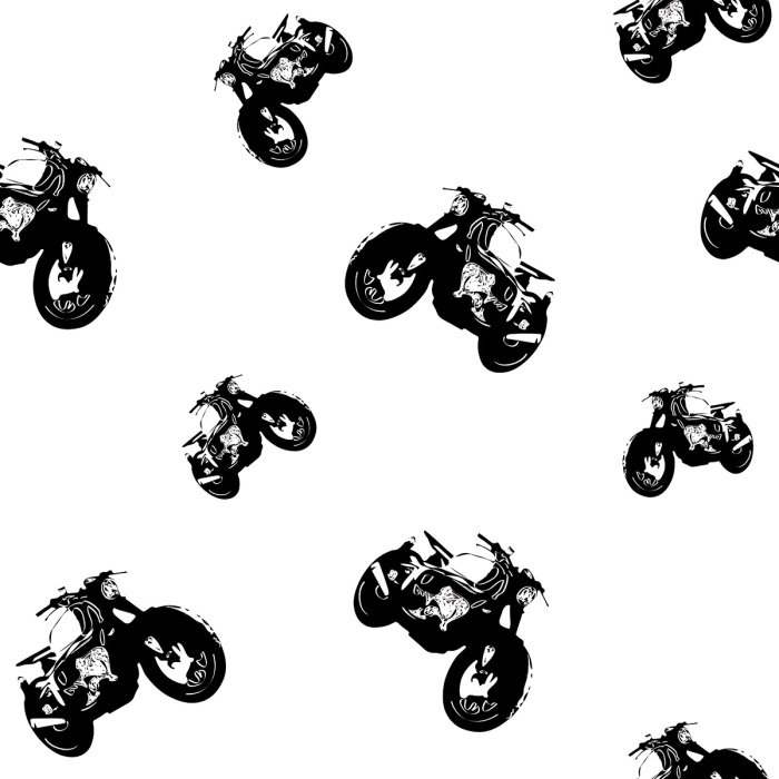 Behang Chopper motorfietsen zwart-wit patroon