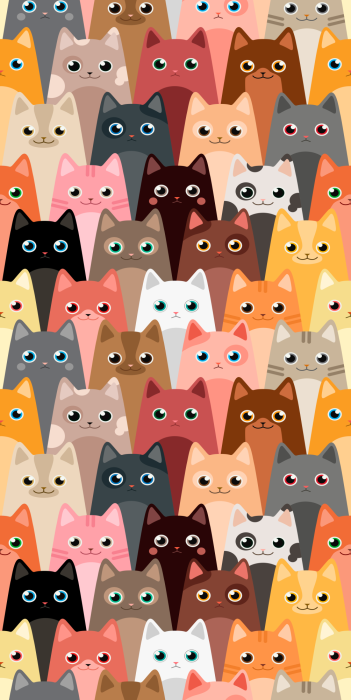 Behang Een vrolijke compositie van vele katten