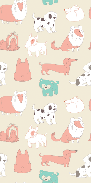 Behang Cartoonhonden in een eenvoudige stijl