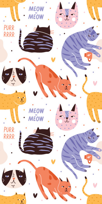 Behang Vrolijk geschilderde silhouetten van katten