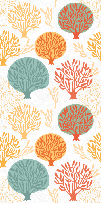 Behang Kleurrijke bomen op een lichte achtergrond