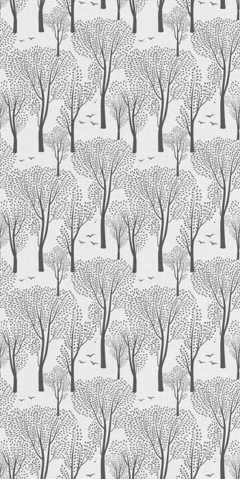 Behang Fijn getekende bomen in grijs