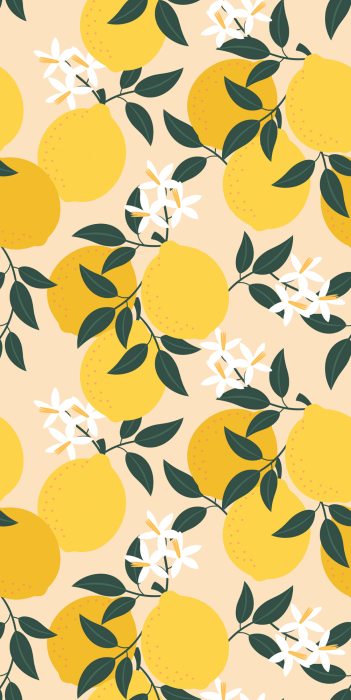 Behang Zomerpatroon met gele citroenen