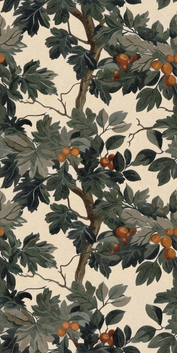 Behang Bladeren met rode vruchten aan de boom