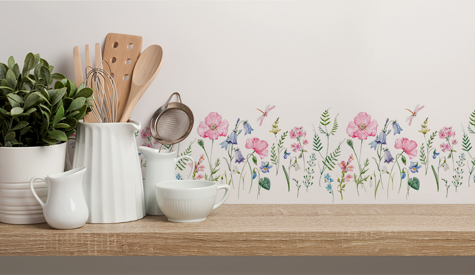 Decoratieve rand voor op de muur met bloemmotief