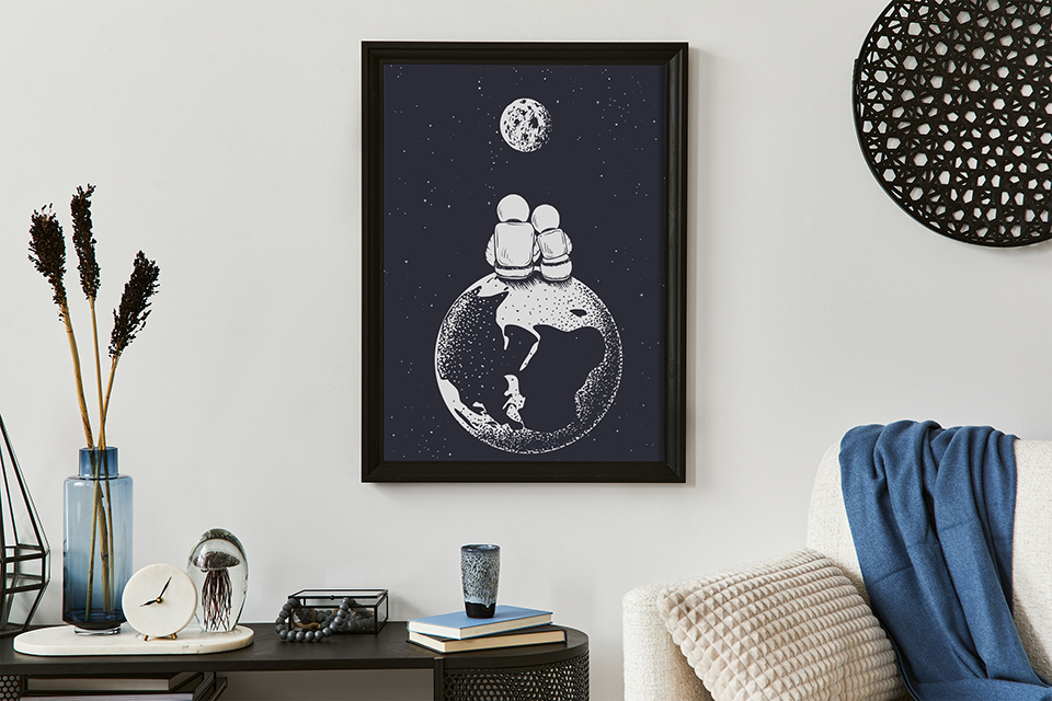 Poster astronauten op de maan