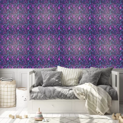 Behang Notities Naadloze Patroon Muziek Banner Kleurrijke Moderne Muzikale Poster Platte Vector Illustratie