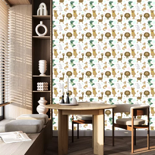 Behang Grafische dieren op een witte achtergrond