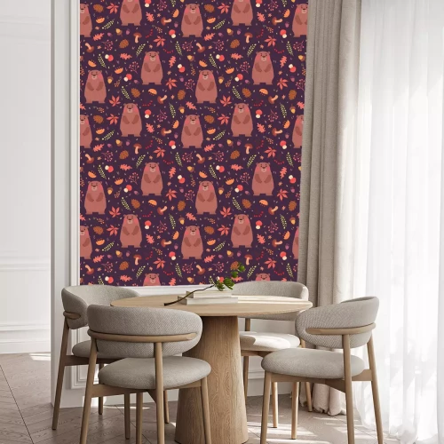 Behang Beren en kruiden naadloos patroon