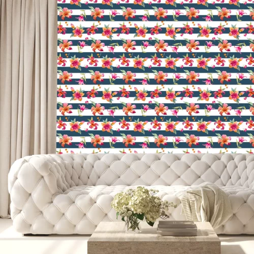 Behang Waterverf bloemenpatroon